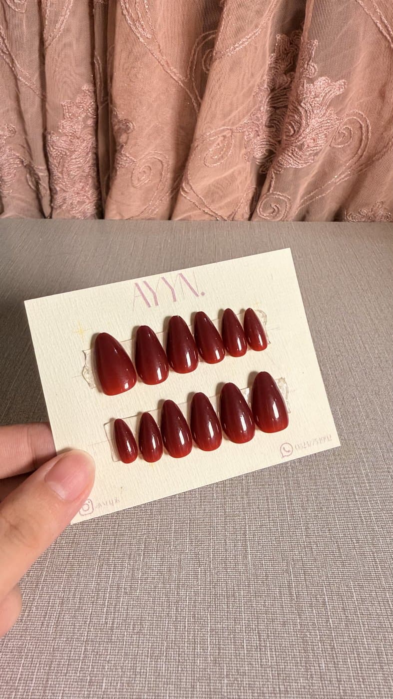 Cherry Gloss — Design #6 press-on nails by AYYN. PKR 600
